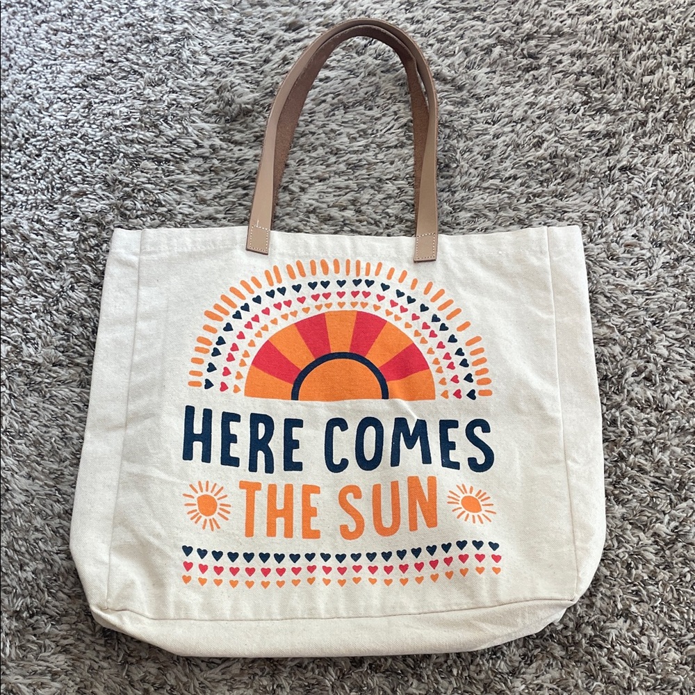 Canvas Tote Bag with Sun Design